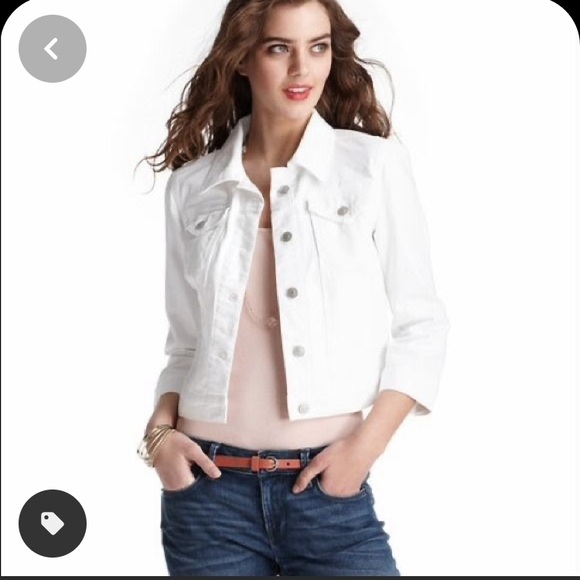 Coats | Loft White Cropped Denim Jacket 